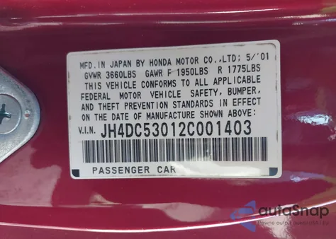 2002 Acura Rsx Type S z USA, uszkodzony, nr VIN JH4DC53012C001403
